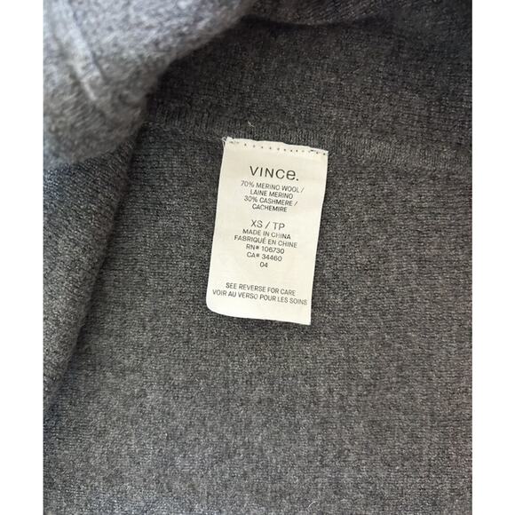VINCE Women’s Merino Wool Cashmere Sweater Gray Lace Up Detail Size XS - Picture 3 of 5